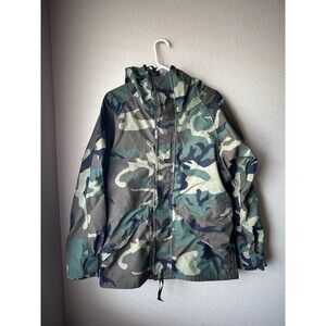 US Military Gore-Tex Woodland Camo Cold Weather Hooded Parka Jacket Small/Reg